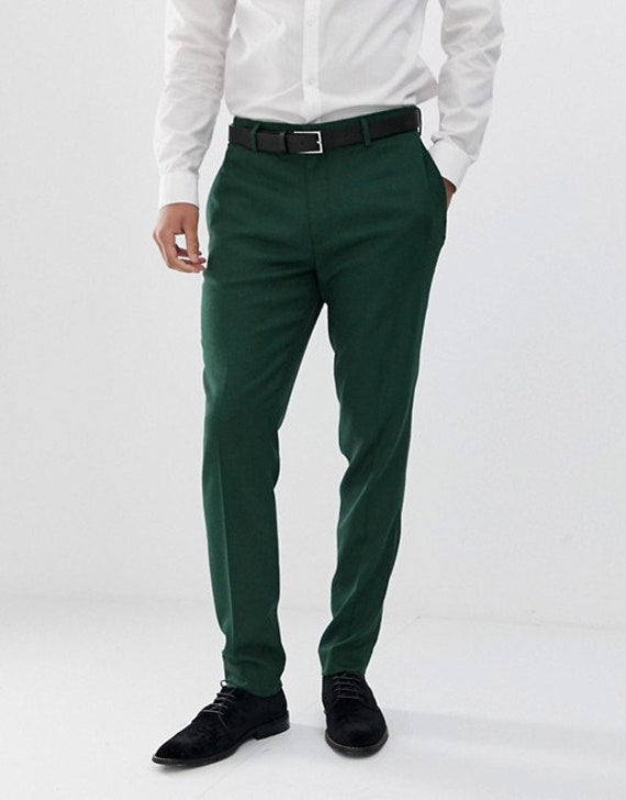 Men's Green Trouser Forest Green Pants for Groomsmen-wedding