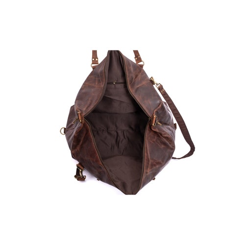 Shops 26 inches GENUINE Buff LEATHER Travel Bag Vintage Duffel Overnight Luggage Sports Brown Men Women large luggage