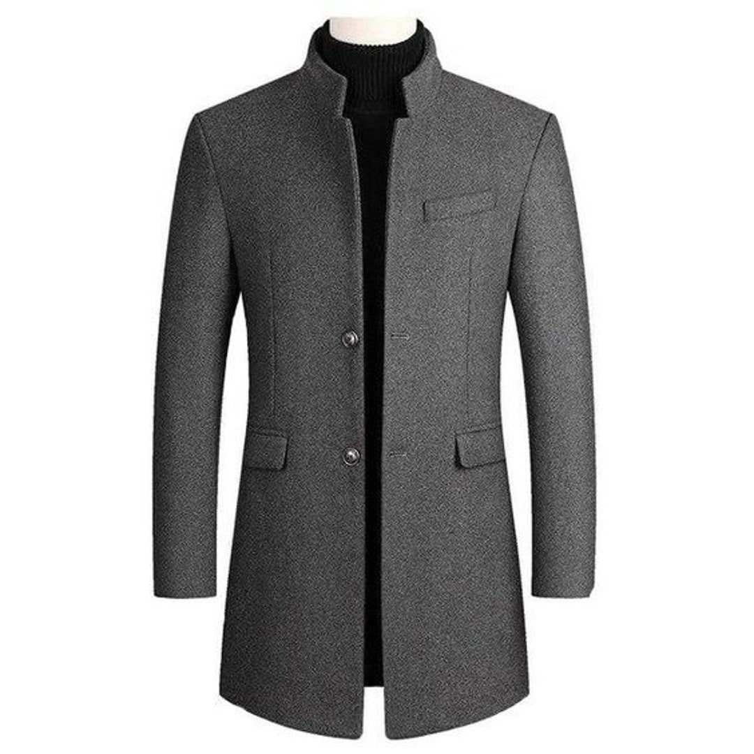 New Arrival Men Woolen Pea Coat Trench Style Grey Men Overcoat - Etsy