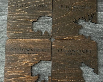 Wood Wildlife Coasters - Yellowstone National Park - Set of 4 - Square