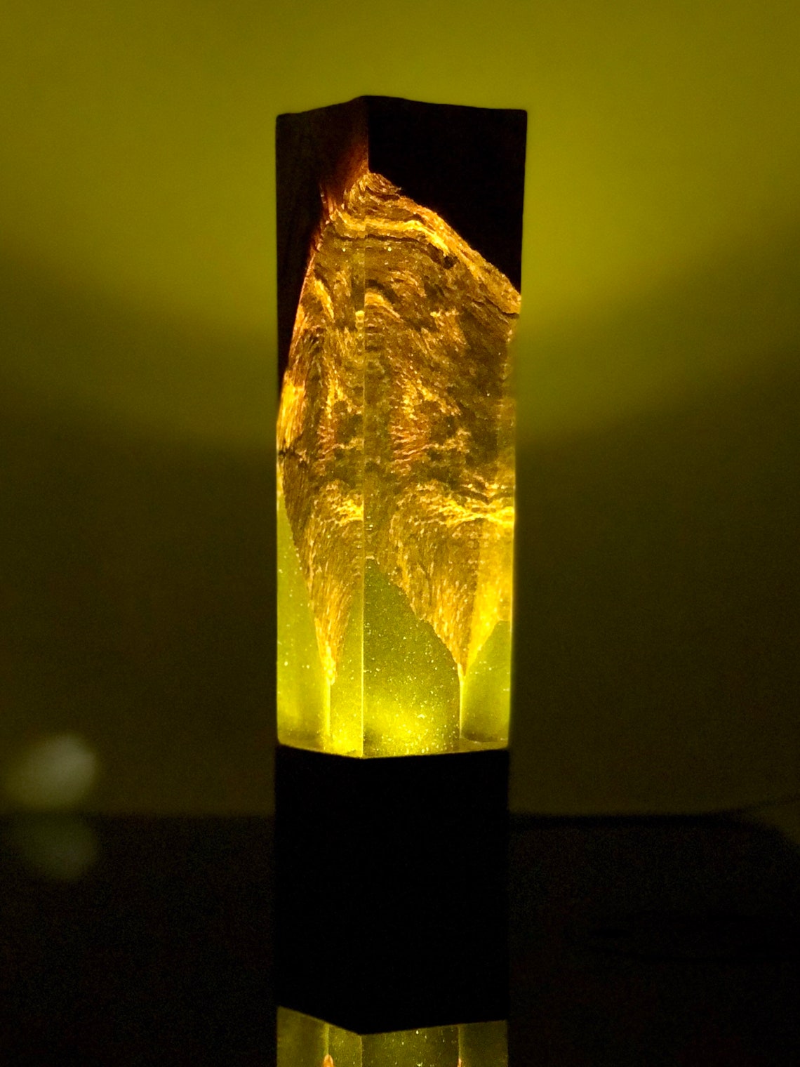 Night Light Epoxy Resin Wood Lamp Unique Decor Etsy