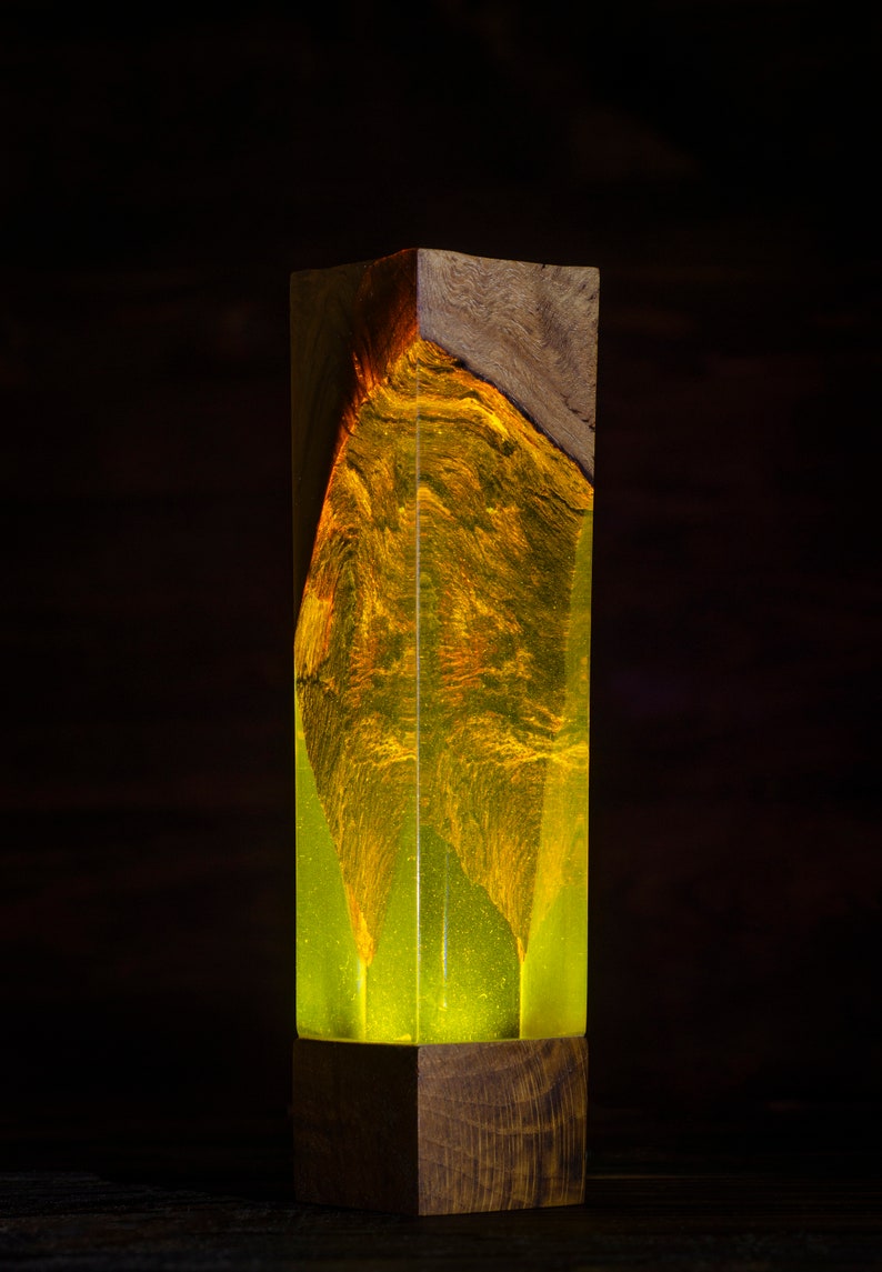 Night Light Epoxy Resin Wood Lamp Unique Decor | Etsy