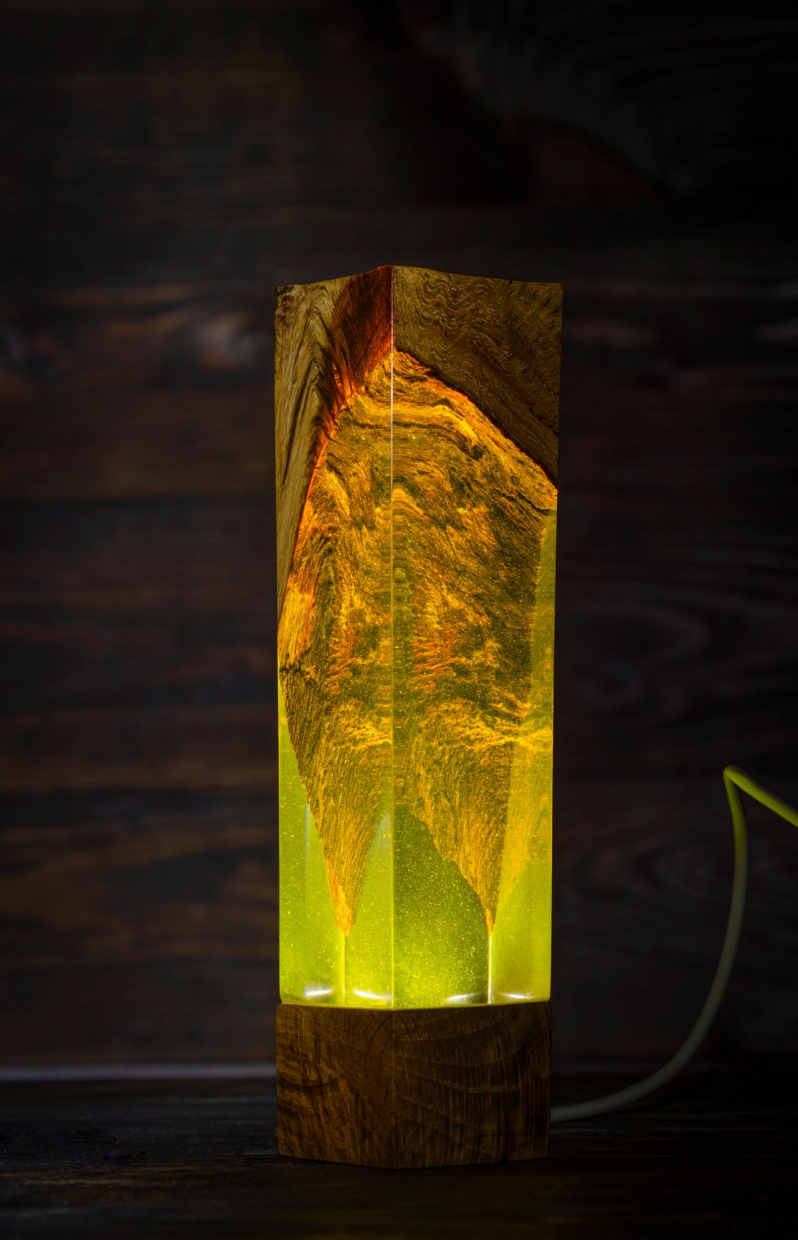 Night Light Lamp Epoxy Resin Wood Oak Light Unique Decoration Etsy