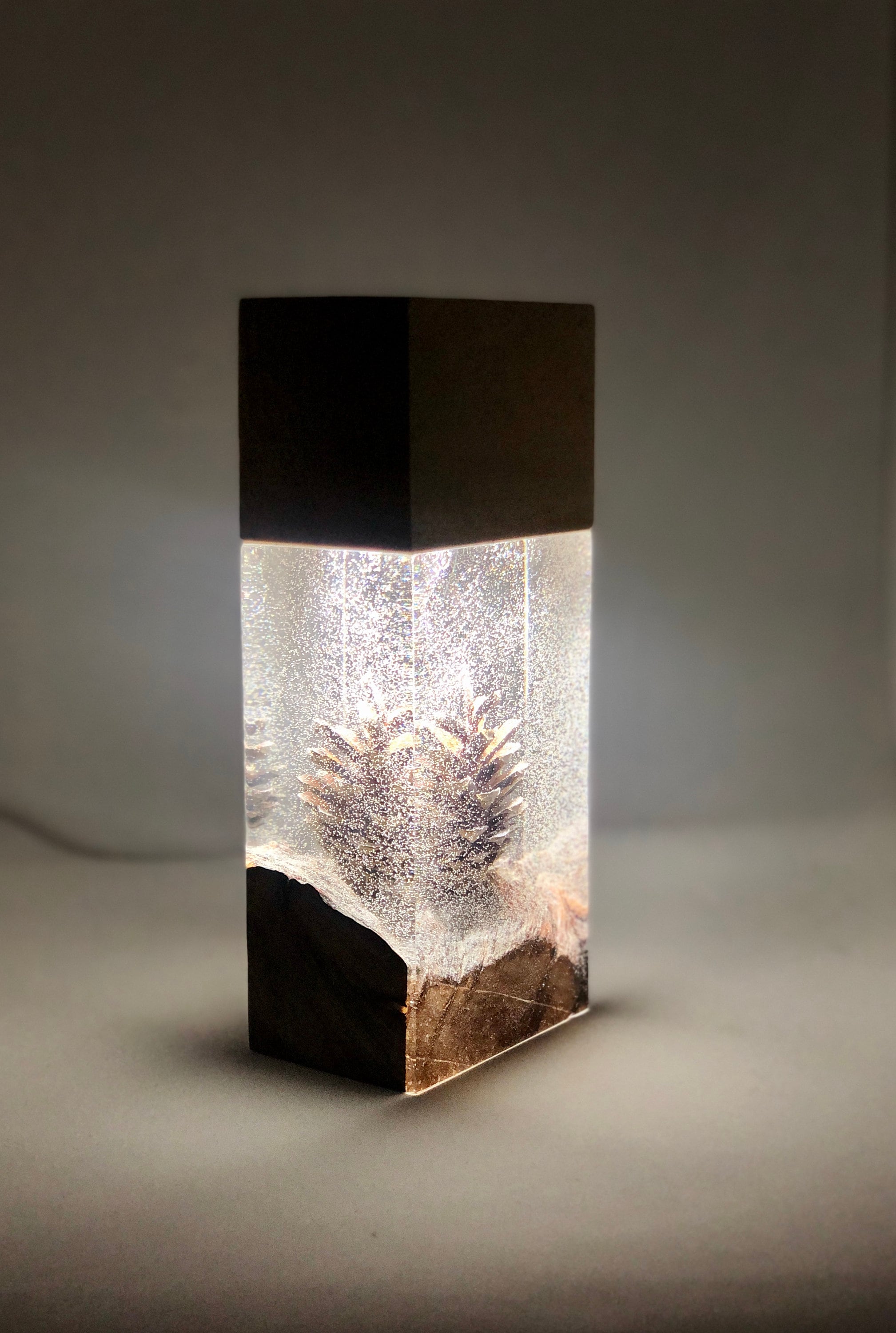 Night Light Lamp Epoxy Resin Wood Oak Light Unique Decoration Etsy