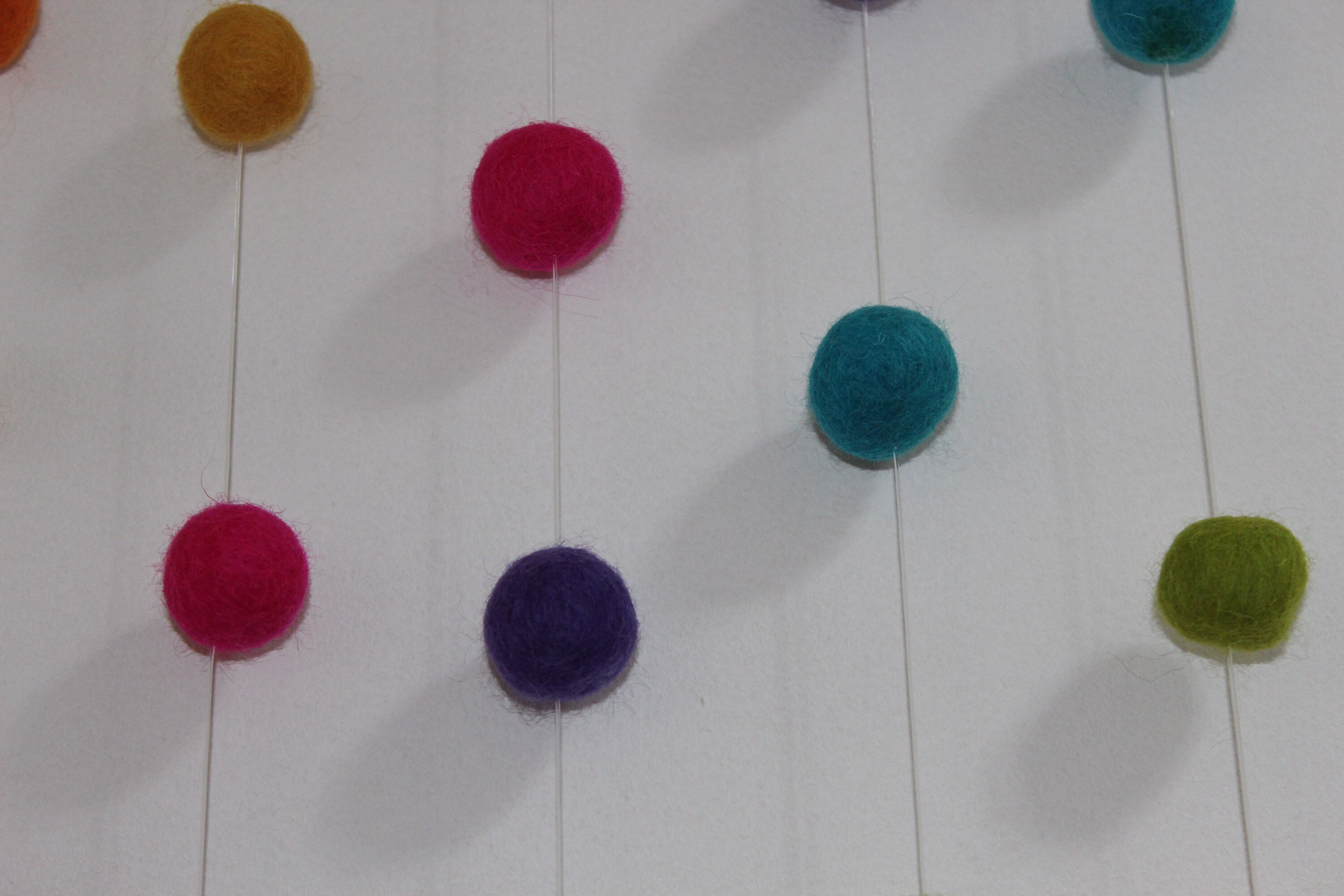 Rainbow Felt ball wall hanging Decor Colourful Bedroom Etsy