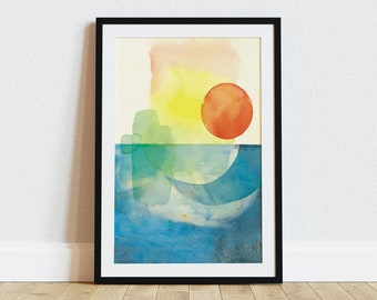 Colorful Sunset Abstract Art Print - Minimalist Expressionism Decor