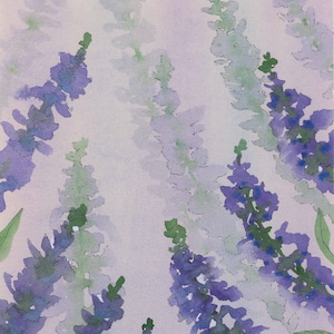 Aquarelle originale de Muflier des pluies - Bouquet de fleurs de Muflier brumeux - Art mural Illustration originale Décoration florale Carte postale