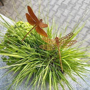 Dragonfly Sculpture - Wall Decor or Plant Stake - rusty garden art - outdoor ornaments