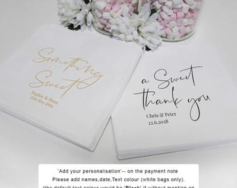 Love is Sweet / Personalised Wedding Favour / Sweet Bags / Paper Bag /Kraft Brown White / Fill your own Wedding Favours / Thank  you