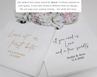 All  you need is love and sweet /Personalised/Paper Bag /Kraft Brown White /Fill your own Wedding Favours/Love at first bite/ love is sweet