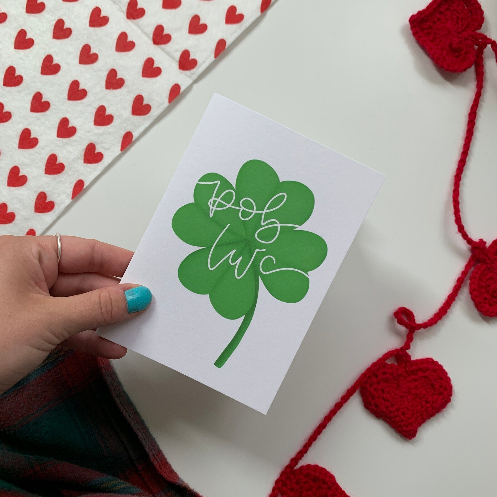 Welsh Good luck Card Pob Lwc postcard 4 Leaf Clover Etsy