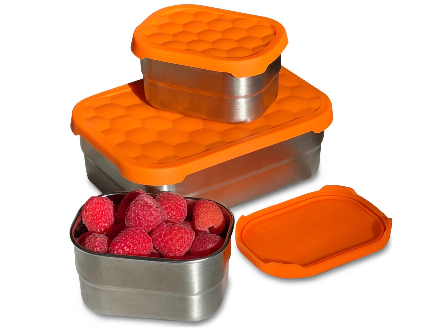 stainless steel containers with silicone lids