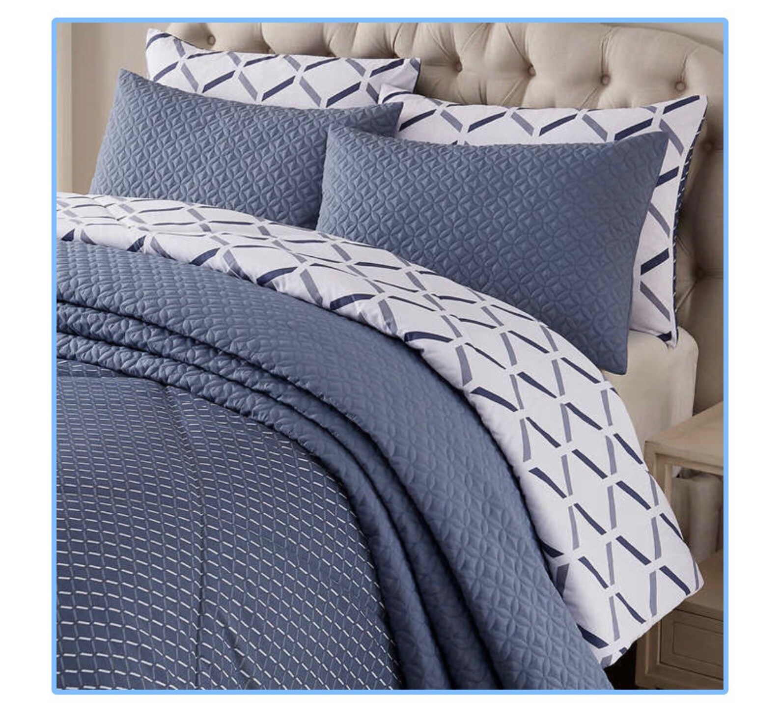 Blue 6piece Queen Comforter and Coverlet Set Etsy