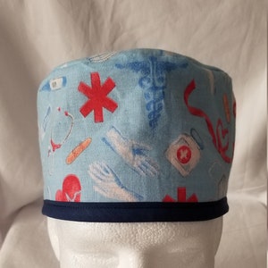 Reversible Medical Scrub Cap / Bikers Cap / Chemo Cap / Bakers Hat