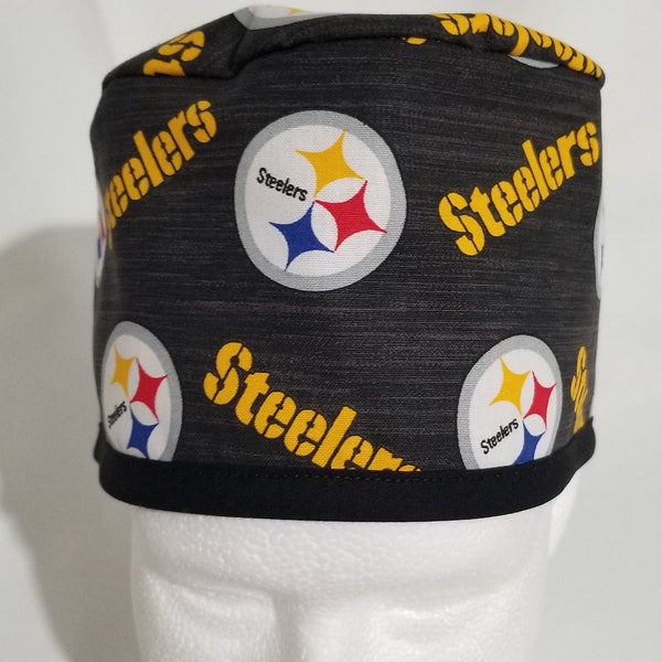 Reversible Pittsburgh Steelers Scrub Cap / Bikers Cap / Chemo Cap / Bakers Hat, Made with Licensed Fabric
