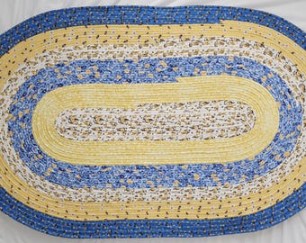 Handmade Cotton Quilted Rug, Washable Throw Rug, Lightweight Farmhouse Floor Mat,