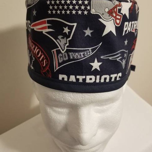 Reversible New England Patriots Lobster Scrub Cap / Bikers Cap / Chemo Cap / Bakers Hat / Skull CapMade with Licensed Fabric