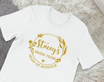 Personalised Hen Party T Shirt - Personalised Matching tshirts for your Bride Tribe - Bachelorette Gifts for your Bridal Party Bride Squad
