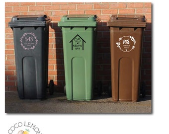 Waterproof Vinyl Wheelie Bin House Numbers & Address Stickers - Multiple Colours and Designs Available