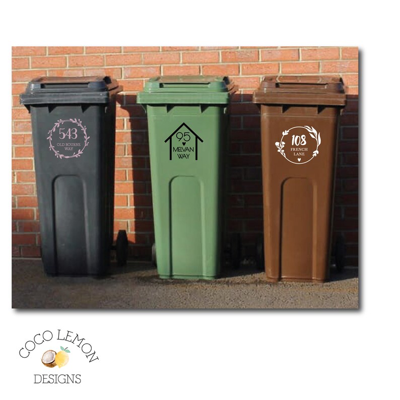Waterproof Vinyl Wheelie Bin House Numbers & Address Stickers Etsy