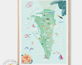 Impresión del mapa de Gibraltar - Descarga digital instantánea