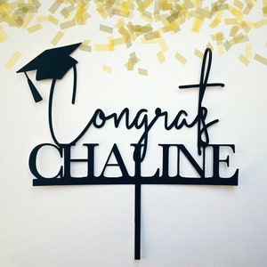 Congratulations! Celebrate Your Graduation with a Personalised Cake Topper - Foil or Glitter Mortarboard Cap Decoration - Add your own Name