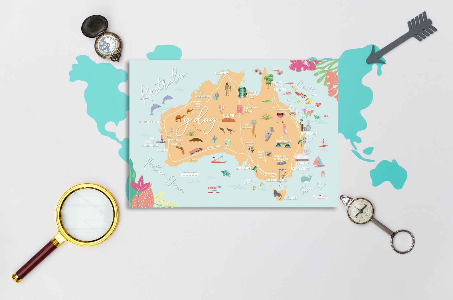 Australien Karte Drucken | Etsy Australien Karte Drucken | Etsy