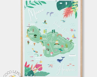 Maui Hawaii Map Print