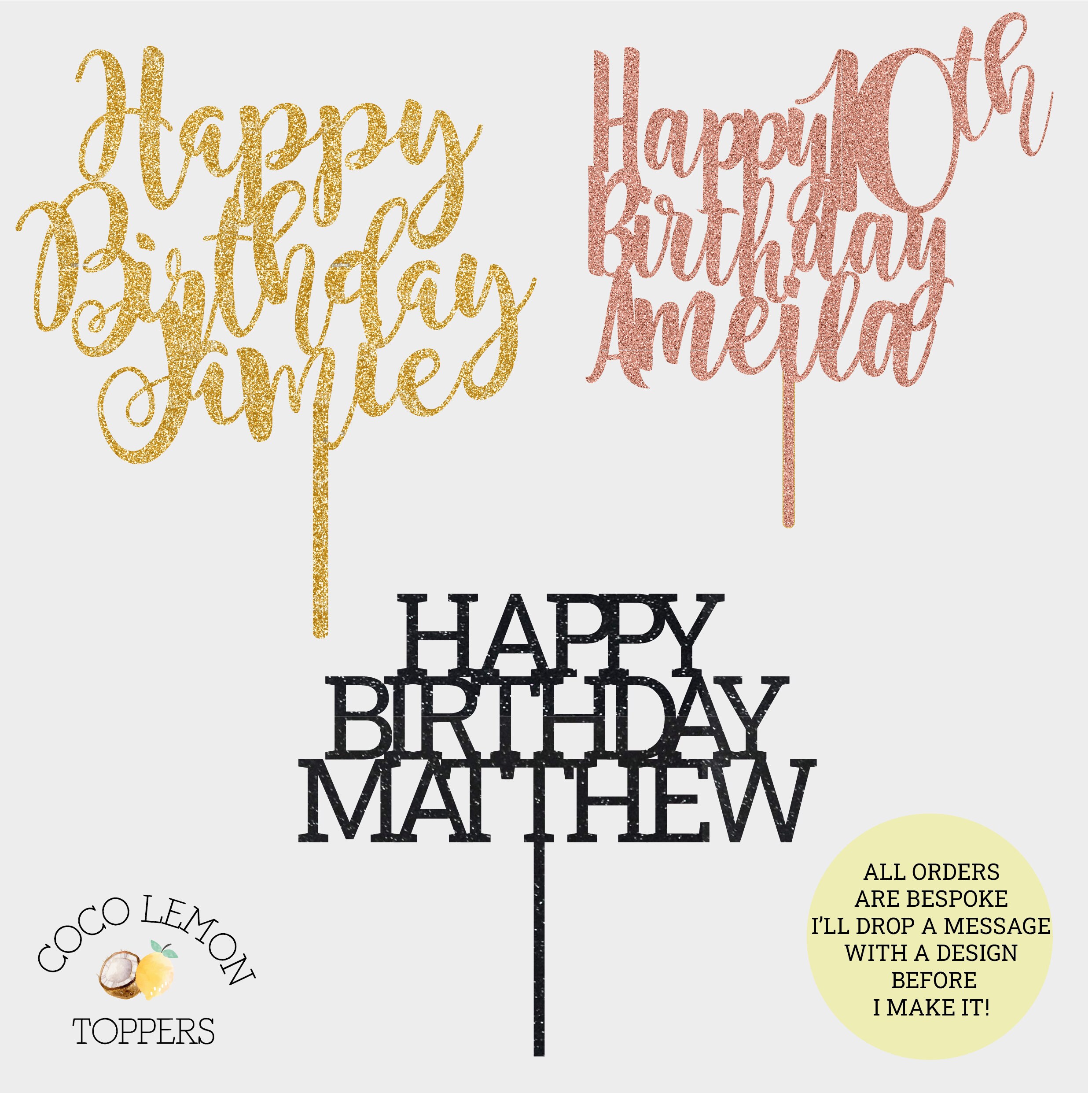 Personalised Cake Topper - Happy Birthday Cake Topper - Bespoke Cake …