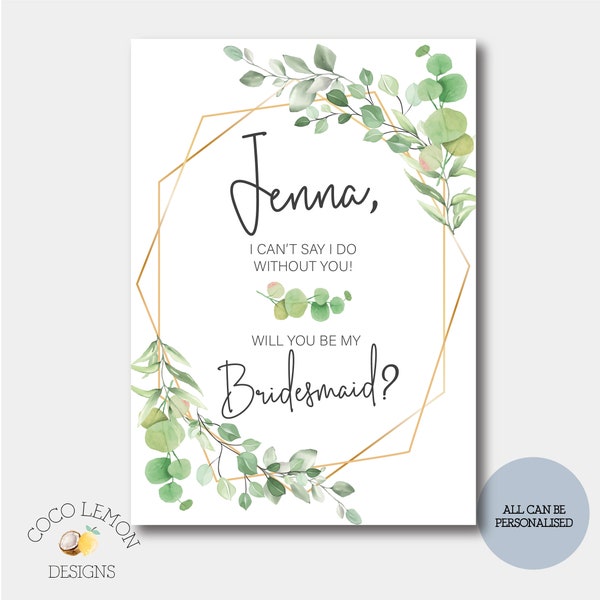 Bridesmaid Proposal Cards - Maid Of Honour Proposal cards - Will You Be My Bridesmaid