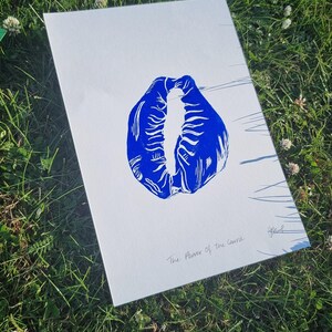 A4 Original Wall Art Poster, Good Energy, Nature themed, Shell Design, handprinted lino print - The Power of the Cowrie Print