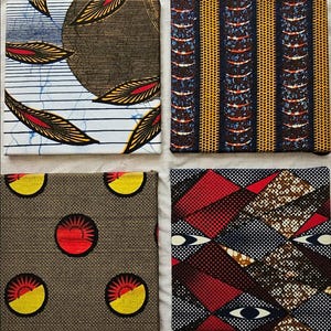 Wall Hanging, Set of 4 Vibrant African Fabric Wall Art, Handcrafted Textile Gallery Wall, Unique Home Decoration, Home Decor Gift, New Home