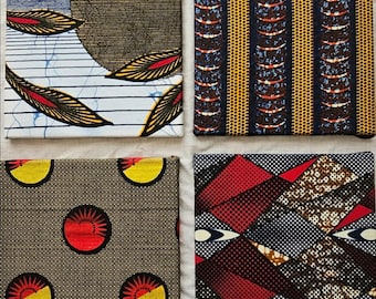 African Ankara Fabric Wall Art, Textile Gallery Set of 4