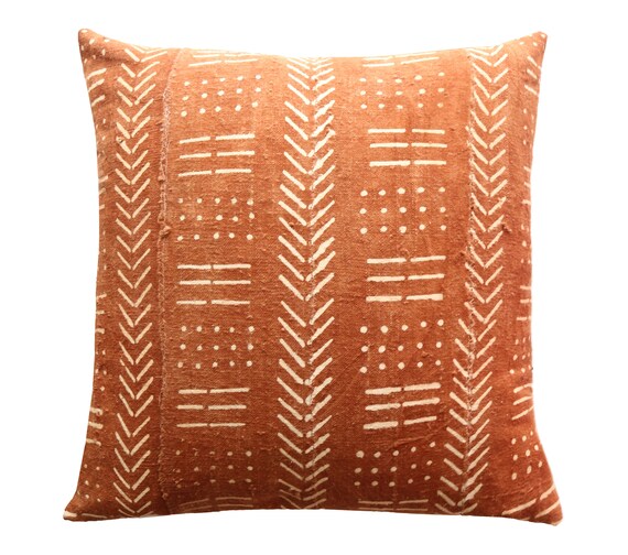 Mali Rust Cushion, African Mud Cloth