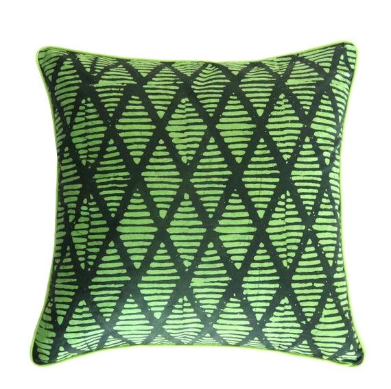 Diamond Green Cushion - Home Decor, African Throw Pillow, House Warming Gift, African Inspired