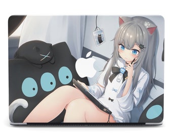 Kawaii Anime Neko Cat Girl With white hair iPad Case & Skin for