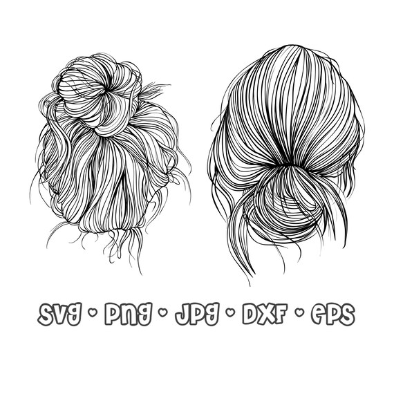Hair Bun Digital Art Gathered Hairstyle Svg Png Dxf Eps 2 - Etsy