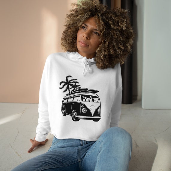 Hippie Van Print Hoodie With Loose Bottom Hem Women Clothes - Etsy UK