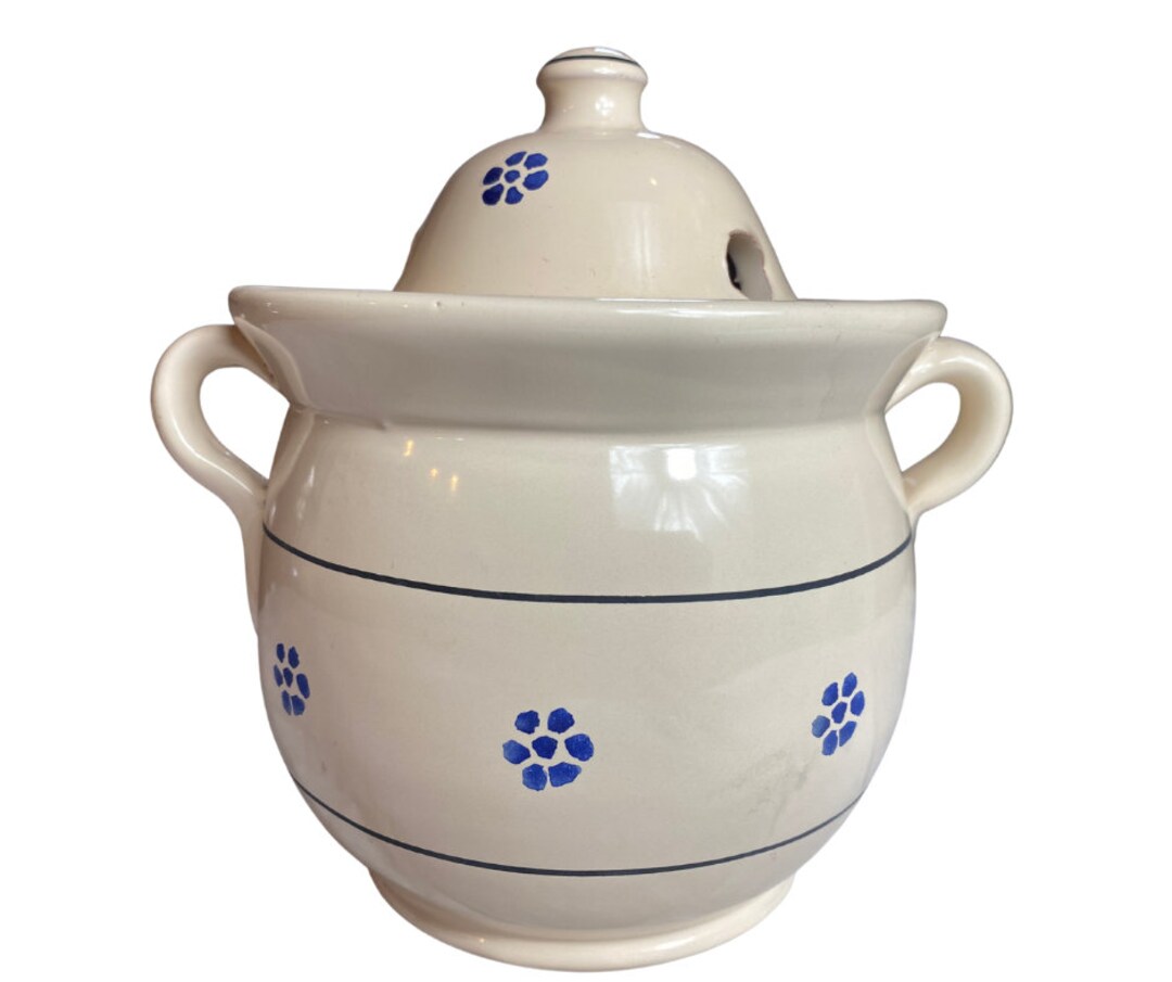 Onions and Garlic Keeper Ceramic Storage Jar With Lid Etsy