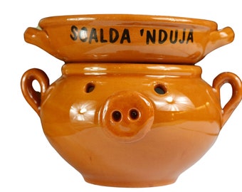 Calentador Nduja de terracota con forma de cerdo