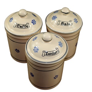 Storage jars for sugar salt and coffee in ceramic
