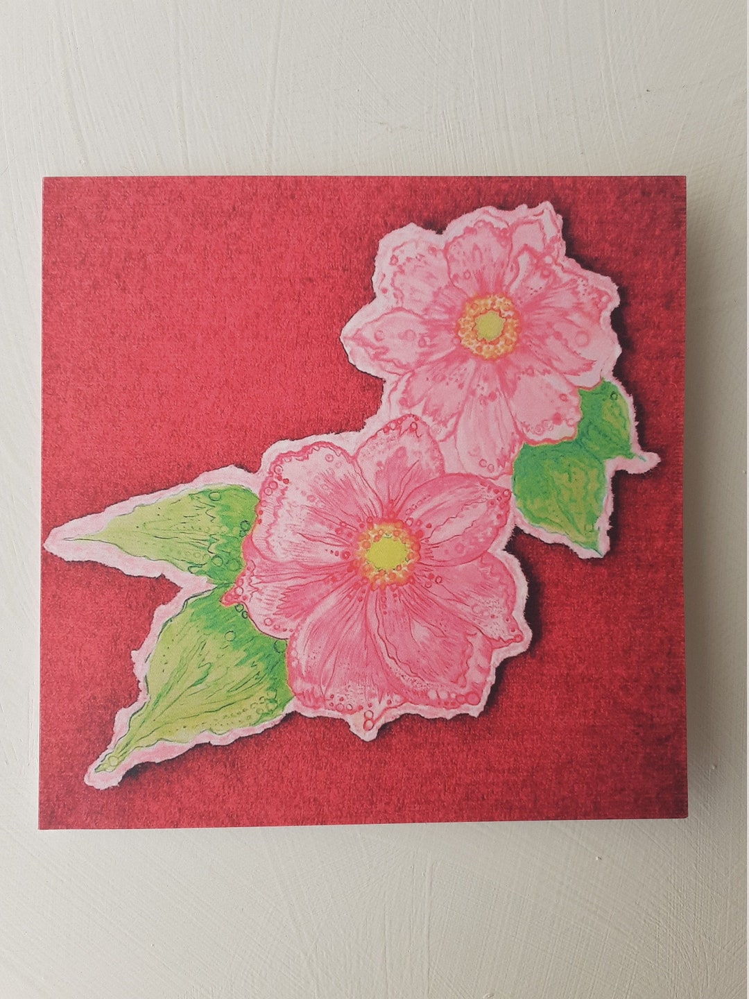 Stylised Art Flowers Greeting Card blank Inside - Etsy