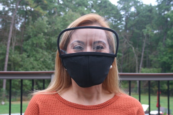 Eye Shield Face Mask, Removable Face Shield, 3 Ply Cloth, Filter Pockets. Covers Mouth, Nose and Eyes. Available in 7 Colors, Free Shipping