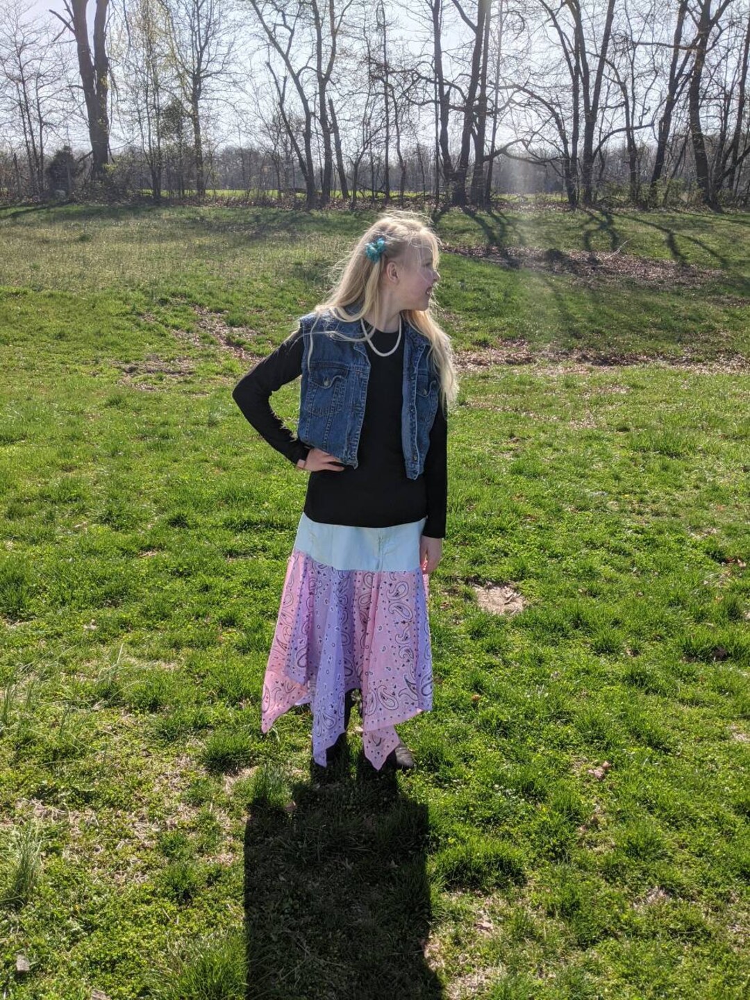 Modest Bandanas Skirt Upcycled Denim Jeans Etsy