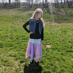 Modest bandanas skirt upcycled denim jeans