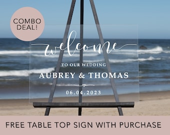 Custom Acrylic Wedding Welcome Sign with Free Mr & Mrs Sign