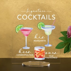 Our Signature Drinks!  Full Arch - Dome Bar Menu Sign, Cocktail Bar Sign for wedding and special events.