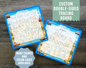 Car Theme Name Tracing Board: Double-Sided Learning