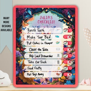 Personalized Kids Routine Chart: Butterfly Theme, Dry-Erase Checklist