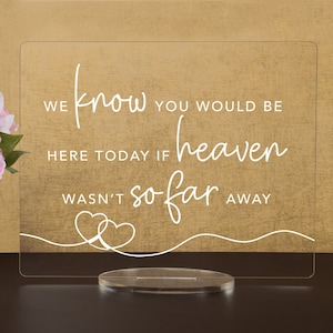 We Know You Would Be Here Today, if Heaven Wasn't So Far Away, Wedding Acrylic Sign, Acrylic Wedding Sign